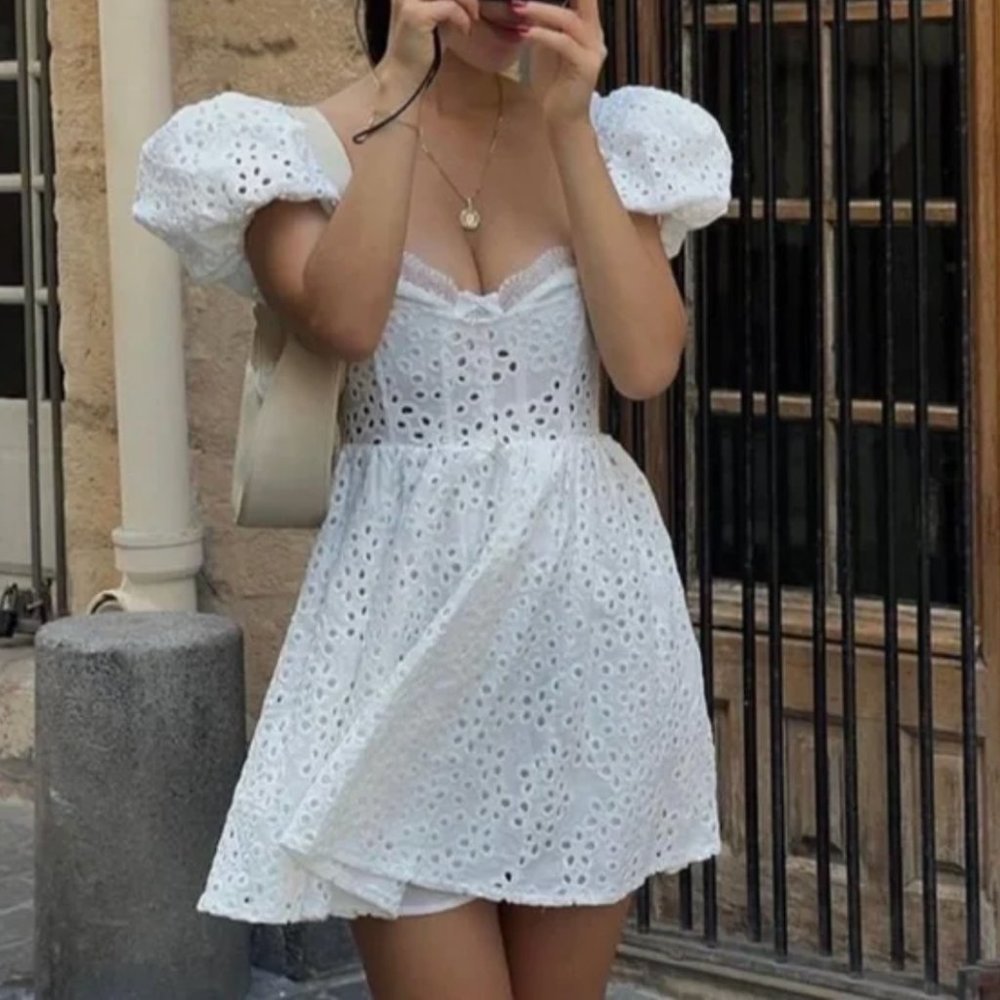 For Love and Lemons Becca Mini Dress Small Ivory - Picture 2 of 11